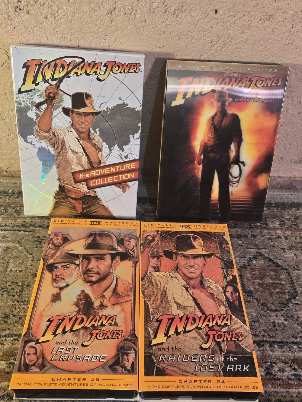 Indiana Jones Lot-The Adventure Collection (DVD), Crystal Skull (DVD) 2 VHS 1&2
